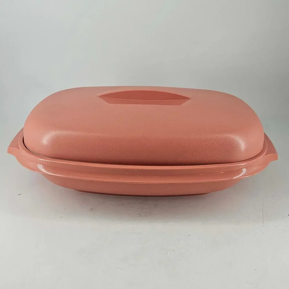 Vintage TUPPERWARE Microwave Food Steamer 6 Cup Dusty Rose Pink 3 Piece